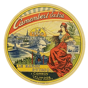 Étiquette du camembert Le 1900