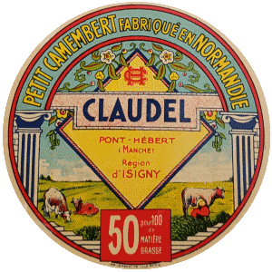 Étiquette de petit camembert Claudel